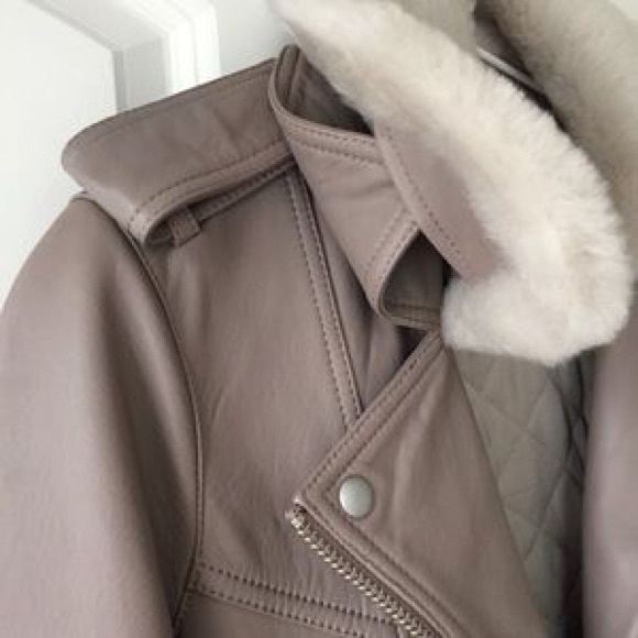 All Saints Rigby Biker Jacket w/ Sheep Skin Collar - Picture 5 of 5